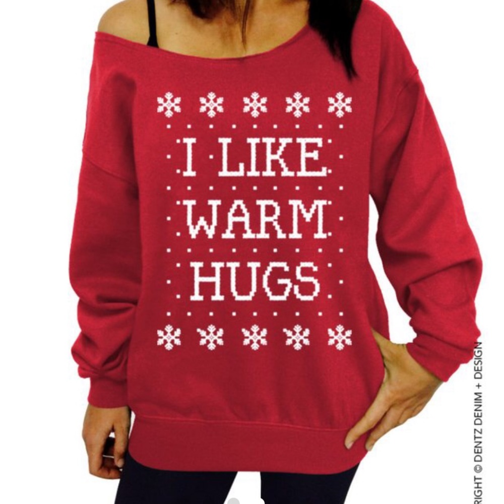 “I Like Warm Hugs” Red Holiday Sweater